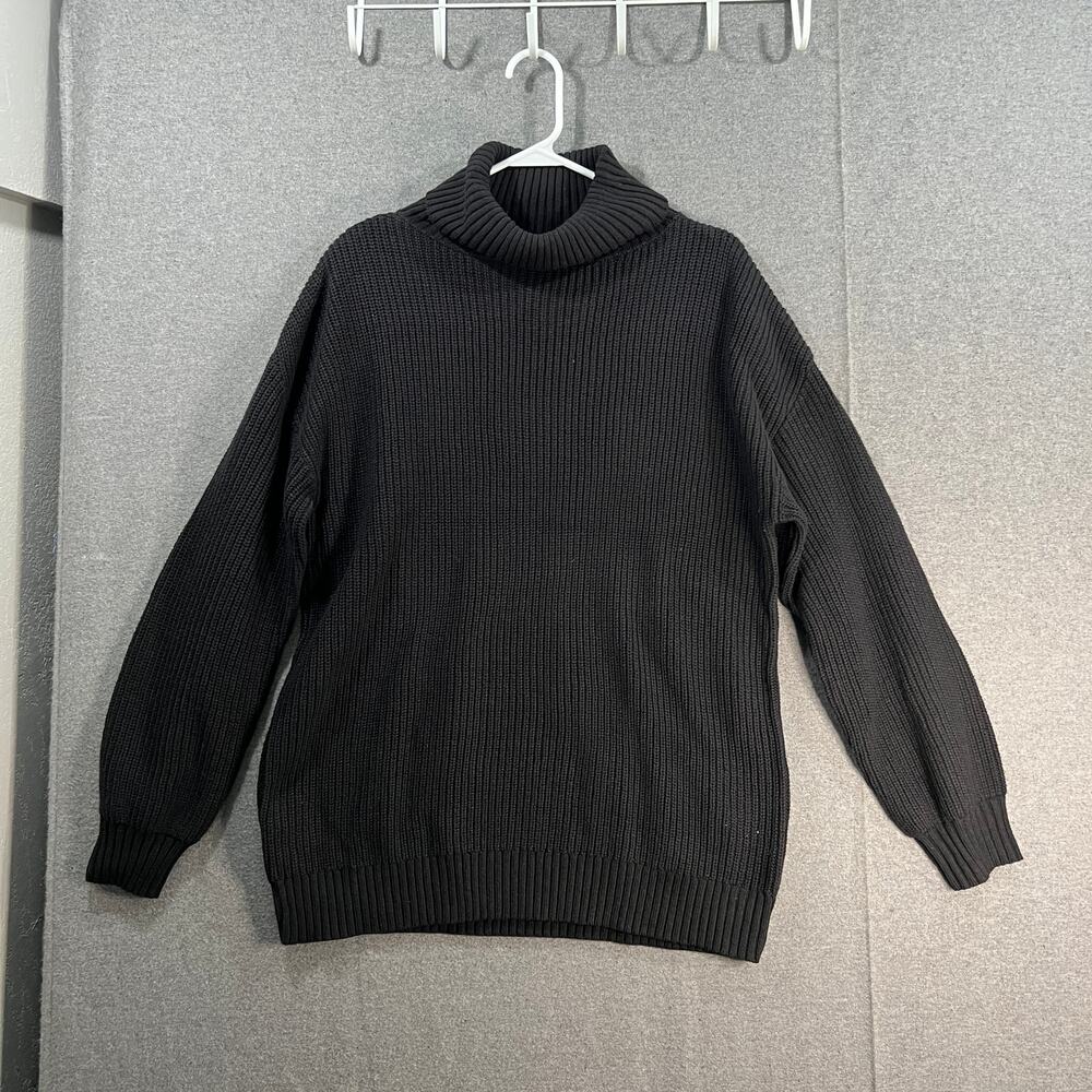 Belle by Kim Gravel Shaker Knit Turtleneck Tunic Sweet Black Size Large